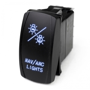 Marine Sport Lighting LED Rocker Switch w/ Blue LED Radiance NAV Lights