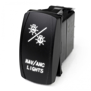 Marine Sport Lighting LED Rocker Switch w/ White LED Radiance NAV Lights