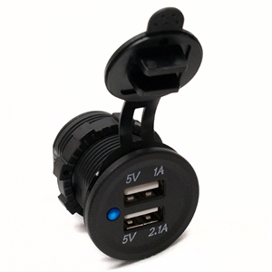 Marine Sport Lighting Socket Sized Dual Port USB 3.1,Amp with Blue LED