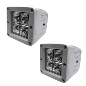 Marine Sport Lighting 3x3 4-LED Cube Spot Lights Boxed Inch Pair Pair 32 Watts Total & 2800 LUX White Street Series