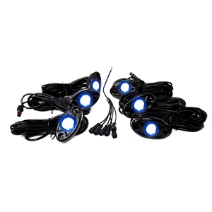 Race Sport Lighting 6 LED Glow Pod Kit w/ Brain Box IP68 12V w/ All Hardware Blue
