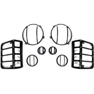 Race Sport Lighting Jeep 2 Front Marker Covers 2 Side Marker Covers 2 Headlight Covers 2 Taillight Covers Power Coat Iron Cover Set