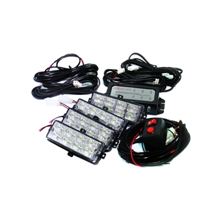 Race Sport Lighting 4 LED Grill Strobe Light Kit White/Amber Comes With 2-Amber and 2-White