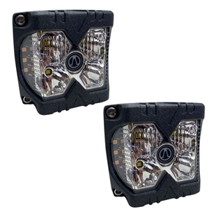Race Sport Lighting 40-Watt LED Auxiliary Cube Light with Amber Side Strobe HD Series with Clear Lens Pair