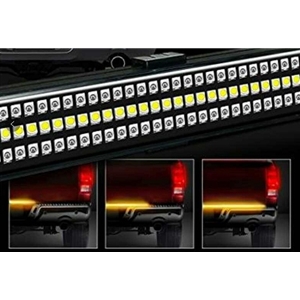 Race Sport Lighting 48 Inch Triple Row LED Truck Tailgate Light Bar 5-function 3-Color IP68 with Sequential Amber Turn Signals