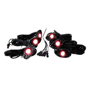 Race Sport Lighting 6-LED Glow Pod Kit w/ Brain Box IP68 12V w/All Hardware Red