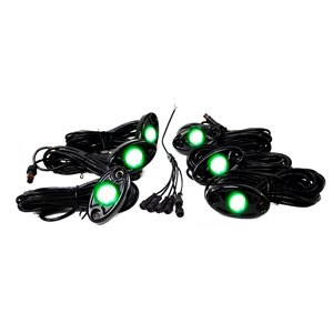 Race Sport Lighting 6-LED Glow Pod Kit w/ Brain Box IP68 12V w/All Hardware Green
