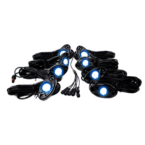 Race Sport Lighting 8-LED Glow Pod Kit With Brain Box IP68 12V w/All Hardware Blue Rock Light Kit