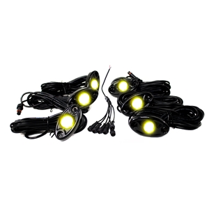 Race Sport Lighting 6-LED Glow Pod Kit w/ Brain Box IP68 12V w/All Hardware Yellow