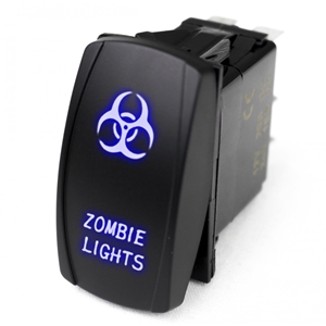 Race Sport Lighting LED Rocker Switch w/ Blue LED Radiance Zombie Hazardous Lights