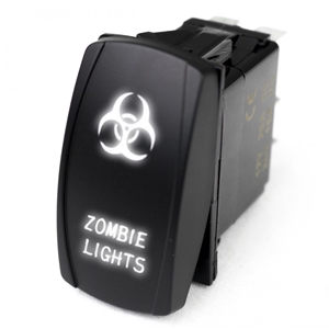 Race Sport Lighting LED Rocker Switch w/ White LED Radiance Zombie Hazardous Lights