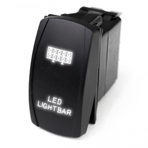 Race Sport Lighting LED Rocker Switch w/ White LED Radiance LED Light Bar