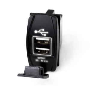 Race Sport Lighting LED Rocker Switch 2-Port USB Charge Panel w/ White Radiance
