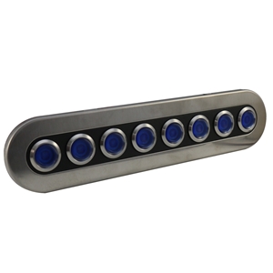 Race Sport Lighting 8-Button 80-Amp On-Off Waterproof Stainless Steel Switch Panel with with Pre-Wired and Fused Blue LED On-Off Switches