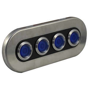 Race Sport Lighting 4-Button 40-Amp Waterproof Stainless Steel Switch Panel with with Pre-Wired and Fused Blue LED On-Off Switches