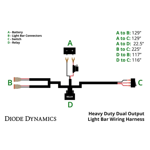 Diode Dynamics Heavy Duty Dual Output Light Bar Wiring Harness 