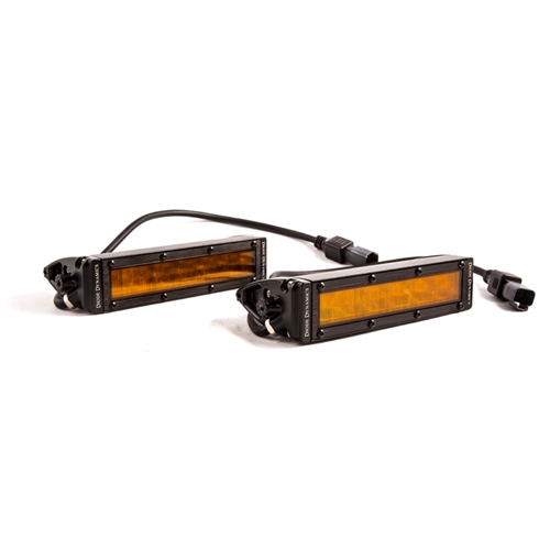 Diode Dynamics 6 Inch LED Light Bar Single Row Straight SS6 Amber Wide Light Bar Pair 