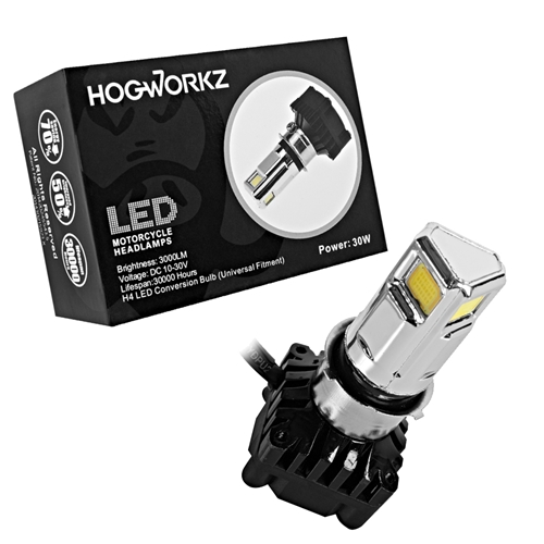 HOGWORKZ® H4 LED Motorcycle Headlight Bulb - CREE 28W White 6000K