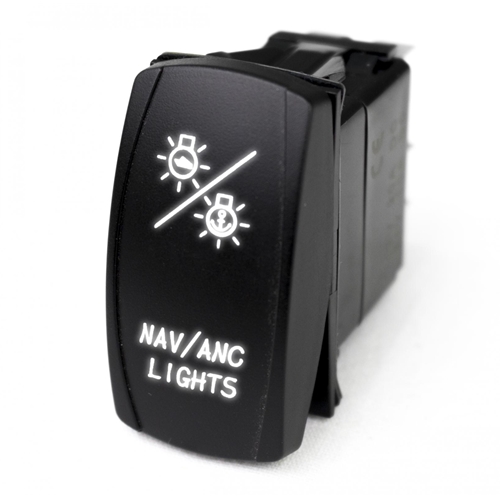 Marine Sport Lighting LED Rocker Switch w/ White LED Radiance NAV Lights 