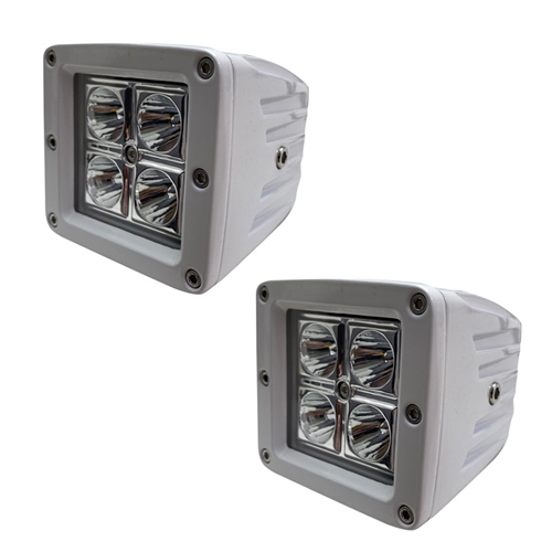 Marine Sport Lighting 3x3 4-LED Cube Spot Lights Boxed Inch Pair Pair 32 Watts Total & 2800 LUX White Street Series 