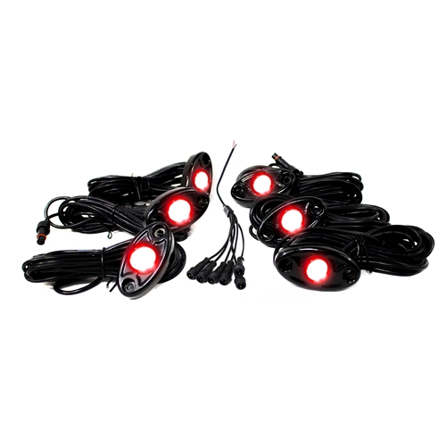 Race Sport Lighting 6-LED Glow Pod Kit w/ Brain Box IP68 12V w/All Hardware Red 