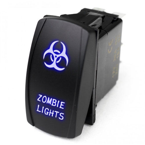 Race Sport Lighting LED Rocker Switch w/ Blue LED Radiance Zombie Hazardous Lights 