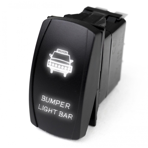 Race Sport Lighting LED Rocker Switch w/ White LED Radiance Bumper Light Bar 