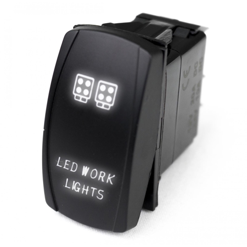 Race Sport Lighting LED Rocker Switch w/ White LED Radiance LED Work Lights 