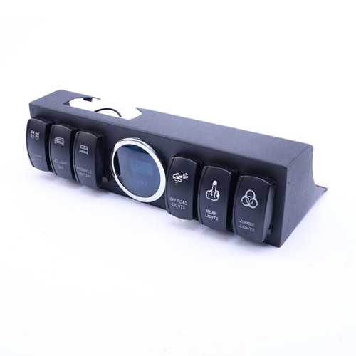 Race Sport Lighting 6-switch LED Logo Rocker Panel With Digital Voltage Gauge and pre-wired harness 